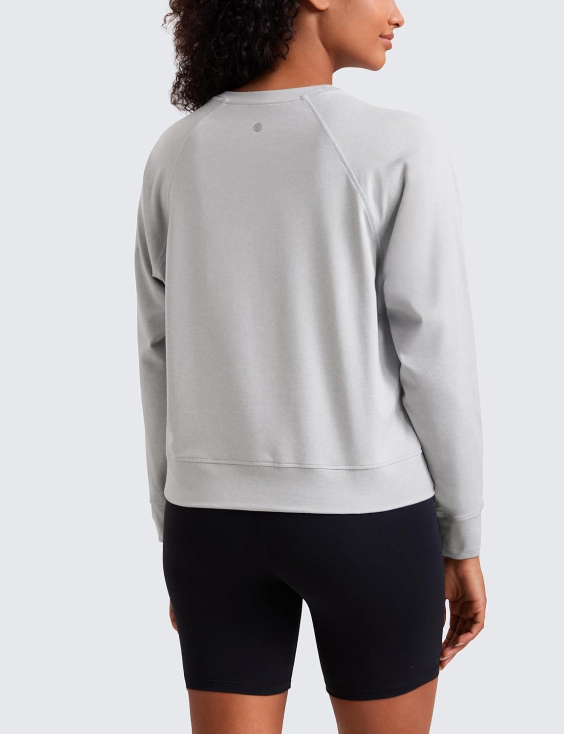 imageCRZ YOGA Cloud Jersey Pullover Sweatshirt for Women Long Sleeve Soft Casual Crewneck Tops Basic Workout Fall ShirtsPlatinum Grey