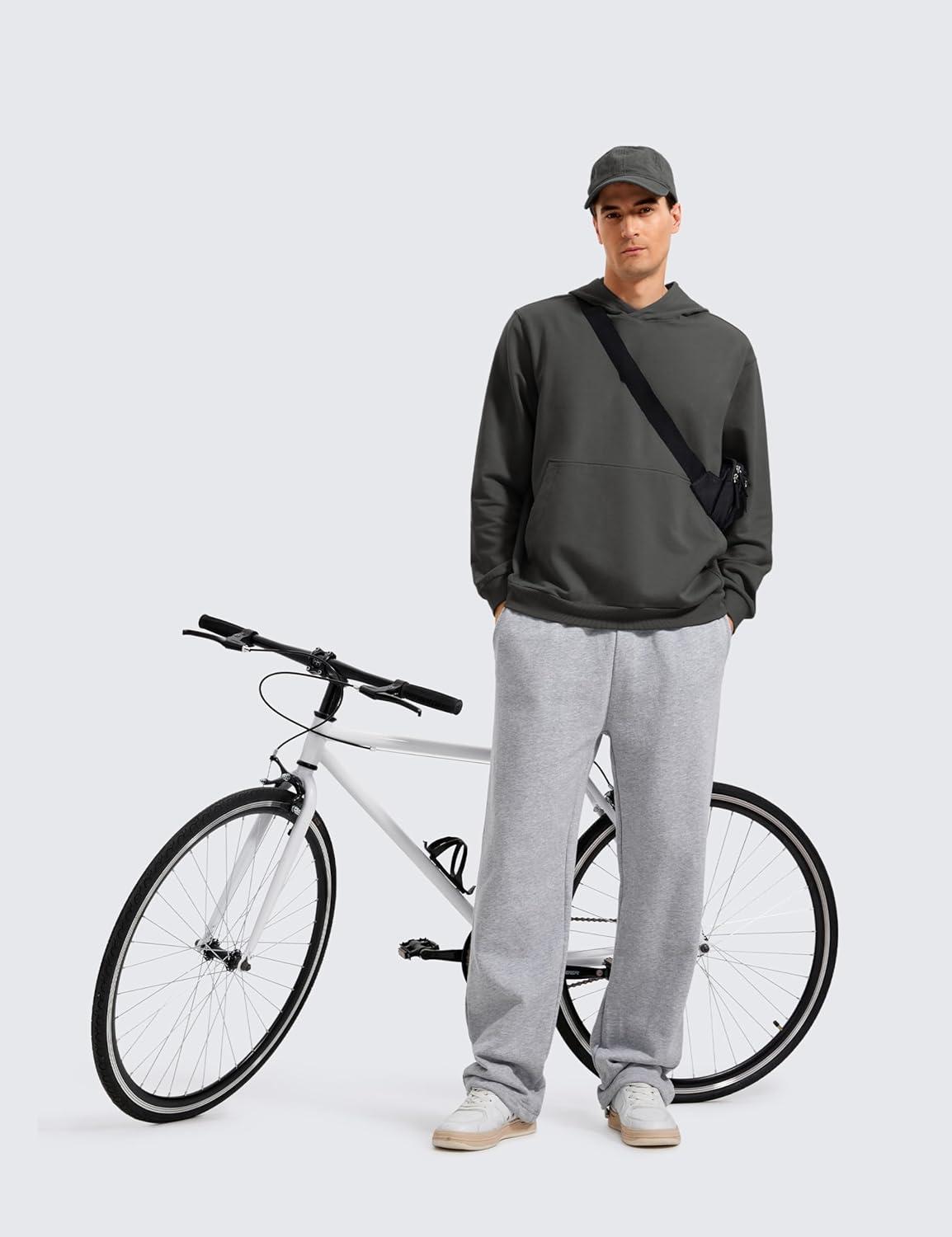 imageCRZ YOGA Mens Fleece Hoodies Basic Casual Hooded Sweatshirts Long Sleeve Pullover Workout Tops with PocketAnthracite