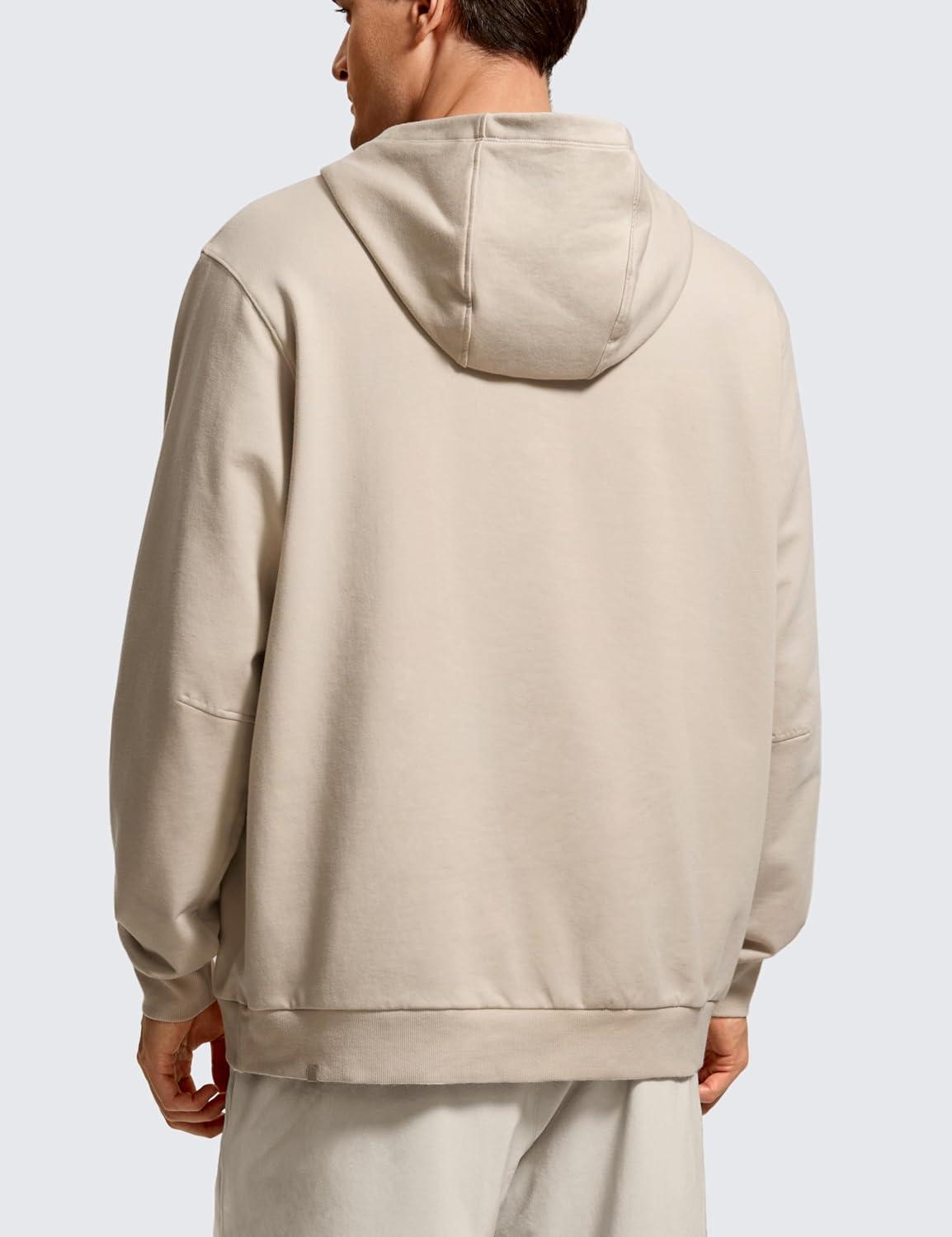 imageCRZ YOGA Mens Fleece Hoodies Basic Casual Hooded Sweatshirts Long Sleeve Pullover Workout Tops with PocketMojave Tan