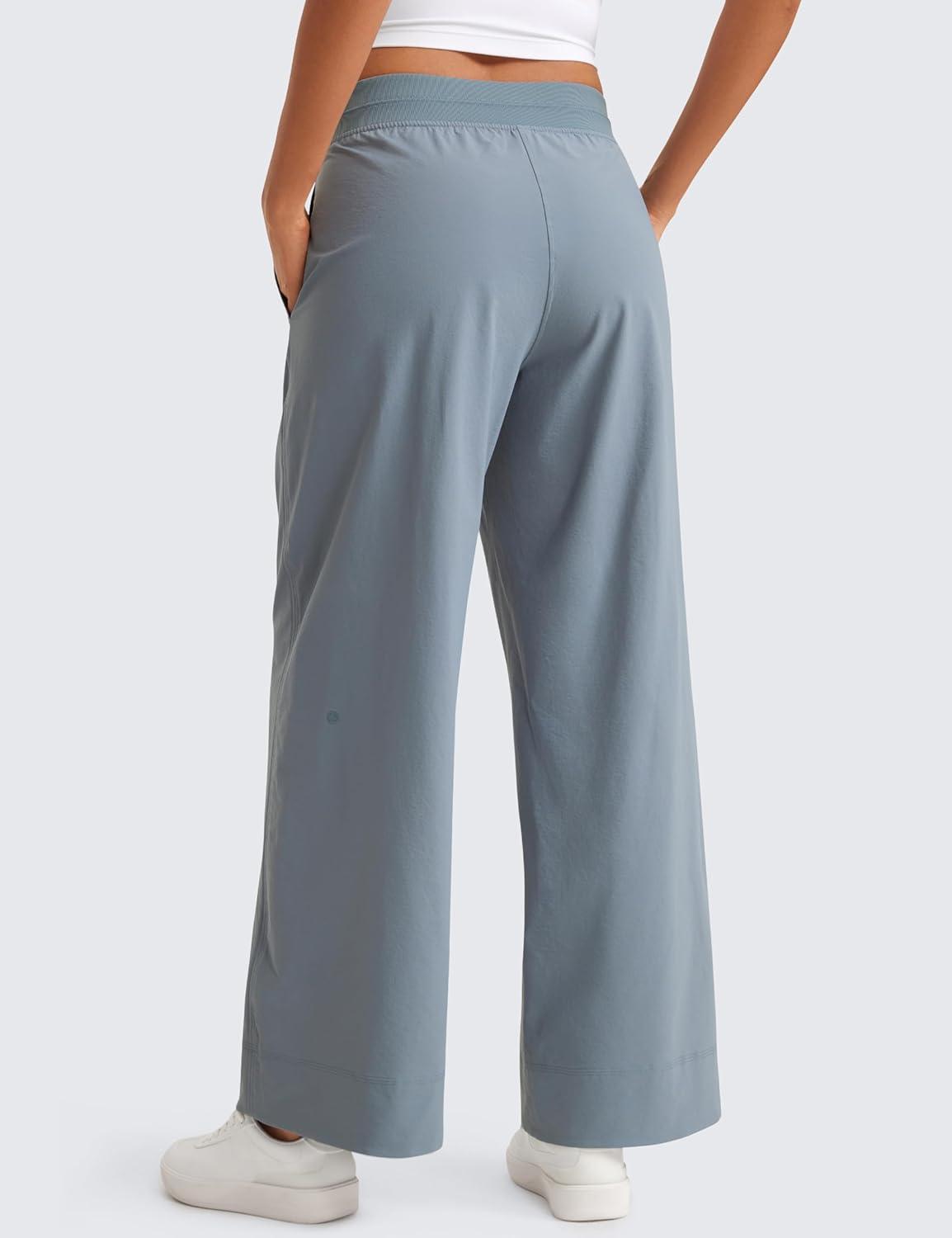 imageCRZ YOGA Stretch Wide Leg Casual Pants for Women 30quot High Waisted Dress Work Water Resistant Travel TrousersBelgian Blue