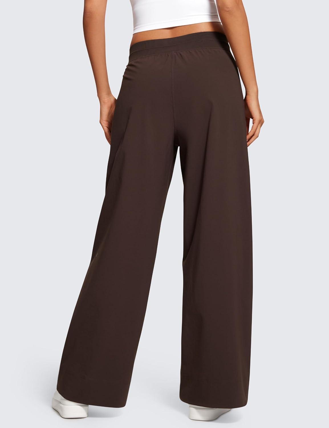 imageCRZ YOGA Stretch Wide Leg Casual Pants for Women 30quot High Waisted Dress Work Water Resistant Travel TrousersHot Fudge Brown