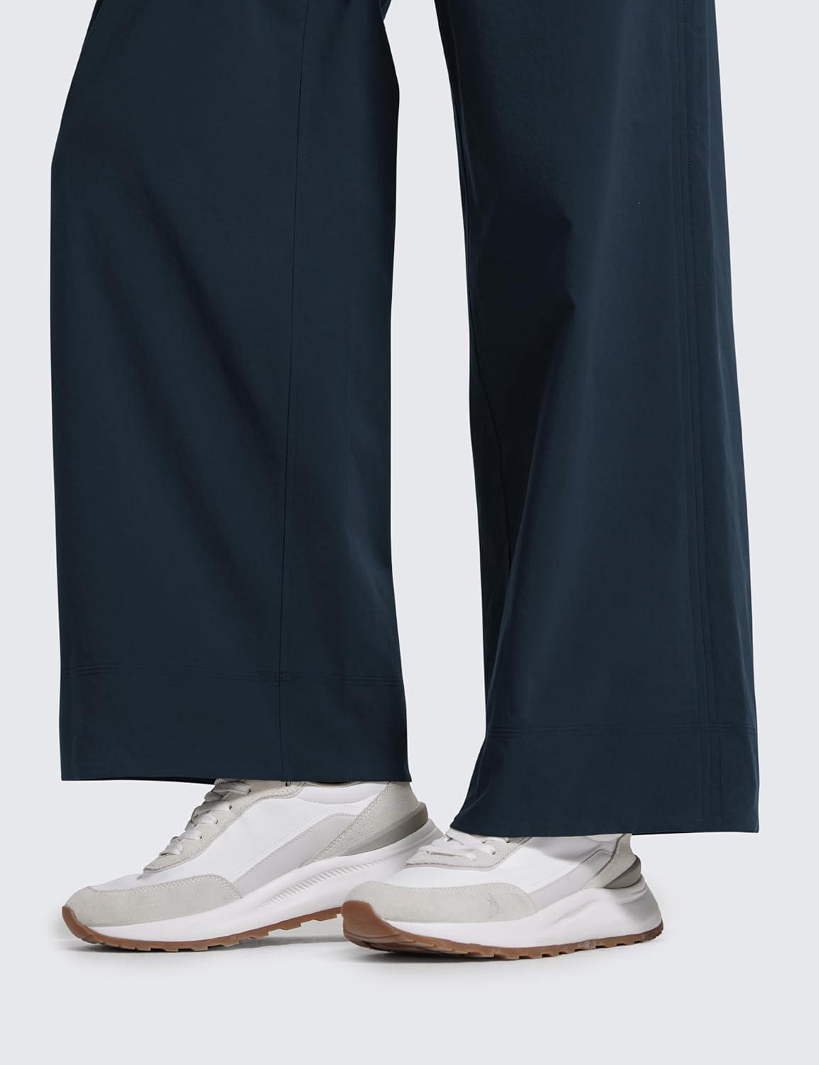 imageCRZ YOGA Stretch Wide Leg Casual Pants for Women 30quot High Waisted Dress Work Water Resistant Travel TrousersTrue Navy
