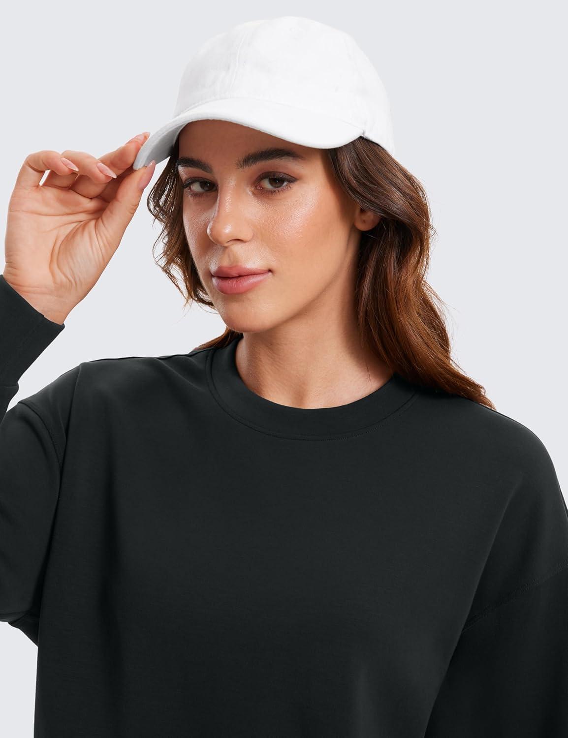 imageCRZ YOGA Womens SoftAura Crewneck Sweatshirt Long Sleeve Workout Casual Pullover Basic Fall TopsBlack