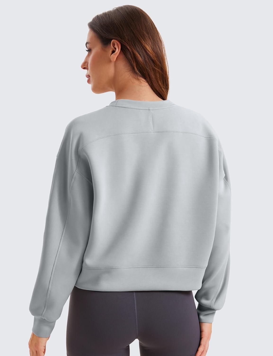 imageCRZ YOGA Womens SoftAura Crewneck Sweatshirt Long Sleeve Workout Casual Pullover Basic Fall TopsRhino Grey
