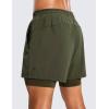 imageCRZ YOGA 2 in 1 Mens Athletic Shorts 5 with Liner Quick Dry Lightweight for Running Sports Gym with PocketsDark Olive