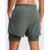 imageCRZ YOGA 2 in 1 Mens Athletic Shorts 5 with Liner Quick Dry Lightweight for Running Sports Gym with PocketsGrey Sage