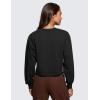 imageCRZ YOGA Womens Fleece Cropped Sweatshirts Crewneck Long Sleeve Double Raw Hem Workout Casual Pullover TopsBlack