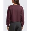 imageCRZ YOGA Womens Fleece Cropped Sweatshirts Crewneck Long Sleeve Double Raw Hem Workout Casual Pullover TopsDark Red