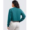 imageCRZ YOGA Womens Fleece Cropped Sweatshirts Crewneck Long Sleeve Double Raw Hem Workout Casual Pullover TopsGreen Jade