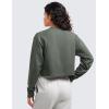 imageCRZ YOGA Womens Fleece Cropped Sweatshirts Crewneck Long Sleeve Double Raw Hem Workout Casual Pullover TopsGrey Sage