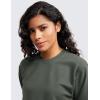imageCRZ YOGA Womens Fleece Cropped Sweatshirts Crewneck Long Sleeve Double Raw Hem Workout Casual Pullover TopsGrey Sage