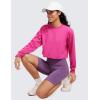 imageCRZ YOGA Womens Fleece Cropped Sweatshirts Crewneck Long Sleeve Double Raw Hem Workout Casual Pullover TopsHibiscus Purple