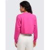 imageCRZ YOGA Womens Fleece Cropped Sweatshirts Crewneck Long Sleeve Double Raw Hem Workout Casual Pullover TopsHibiscus Purple