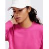 imageCRZ YOGA Womens Fleece Cropped Sweatshirts Crewneck Long Sleeve Double Raw Hem Workout Casual Pullover TopsHibiscus Purple