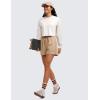 imageCRZ YOGA Womens Fleece Cropped Sweatshirts Crewneck Long Sleeve Double Raw Hem Workout Casual Pullover TopsMilky White Bone