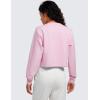 imageCRZ YOGA Womens Fleece Cropped Sweatshirts Crewneck Long Sleeve Double Raw Hem Workout Casual Pullover TopsPink Peony