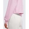 imageCRZ YOGA Womens Fleece Cropped Sweatshirts Crewneck Long Sleeve Double Raw Hem Workout Casual Pullover TopsPink Peony
