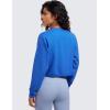 imageCRZ YOGA Womens Fleece Cropped Sweatshirts Crewneck Long Sleeve Double Raw Hem Workout Casual Pullover TopsSparkle Blue
