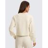 imageCRZ YOGA Womens Fleece Cropped Sweatshirts Crewneck Long Sleeve Double Raw Hem Workout Casual Pullover TopsWhite Apricot