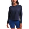 imageCRZ YOGA Cloud Jersey Pullover Sweatshirt for Women Long Sleeve Soft Casual Crewneck Tops Basic Workout Fall ShirtsNavy