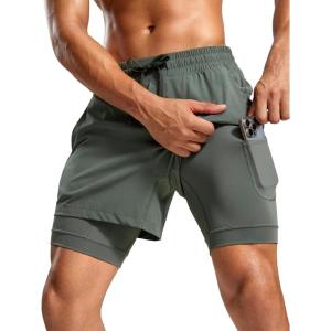 imageCRZ YOGA 2 in 1 Mens Athletic Shorts 5 with Liner Quick Dry Lightweight for Running Sports Gym with PocketsGrey Sage