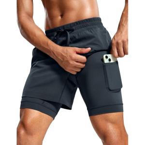 imageCRZ YOGA 2 in 1 Mens Athletic Shorts 5 with Liner Quick Dry Lightweight for Running Sports Gym with PocketsTrue Navy