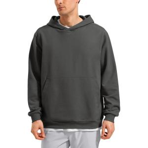 imageCRZ YOGA Mens Fleece Hoodies Basic Casual Hooded Sweatshirts Long Sleeve Pullover Workout Tops with PocketAnthracite