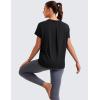 imageCRZ YOGA Short Sleeve Yoga Tops for Women Soft Loose Casual Flowy Shirts Crew Neck Workout Basic TShirtBlack