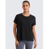 imageCRZ YOGA Short Sleeve Yoga Tops for Women Soft Loose Casual Flowy Shirts Crew Neck Workout Basic TShirtBlack