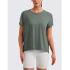 imageCRZ YOGA Short Sleeve Yoga Tops for Women Soft Loose Casual Flowy Shirts Crew Neck Workout Basic TShirtGrey Sage