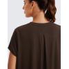 imageCRZ YOGA Short Sleeve Yoga Tops for Women Soft Loose Casual Flowy Shirts Crew Neck Workout Basic TShirtHot Fudge Brown