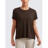imageCRZ YOGA Short Sleeve Yoga Tops for Women Soft Loose Casual Flowy Shirts Crew Neck Workout Basic TShirtHot Fudge Brown