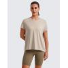 imageCRZ YOGA Short Sleeve Yoga Tops for Women Soft Loose Casual Flowy Shirts Crew Neck Workout Basic TShirtMojave Tan