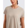 imageCRZ YOGA Short Sleeve Yoga Tops for Women Soft Loose Casual Flowy Shirts Crew Neck Workout Basic TShirtMojave Tan