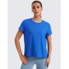imageCRZ YOGA Short Sleeve Yoga Tops for Women Soft Loose Casual Flowy Shirts Crew Neck Workout Basic TShirtSparkle Blue