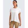 imageCRZ YOGA Short Sleeve Yoga Tops for Women Soft Loose Casual Flowy Shirts Crew Neck Workout Basic TShirtWhite