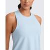 imageCRZ YOGA Womens Pima Cotton High Neck Workout Tank Racerback Athletic Sleeveless Tops Basic Casual Yoga ShirtsBlue Linen