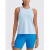 imageCRZ YOGA Womens Pima Cotton High Neck Workout Tank Racerback Athletic Sleeveless Tops Basic Casual Yoga ShirtsBlue Linen