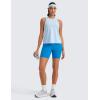 imageCRZ YOGA Womens Pima Cotton High Neck Workout Tank Racerback Athletic Sleeveless Tops Basic Casual Yoga ShirtsBlue Linen
