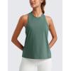 imageCRZ YOGA Womens Pima Cotton High Neck Workout Tank Racerback Athletic Sleeveless Tops Basic Casual Yoga ShirtsGraphite Green