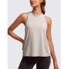 imageCRZ YOGA Womens Pima Cotton High Neck Workout Tank Racerback Athletic Sleeveless Tops Basic Casual Yoga ShirtsMojave Tan