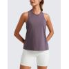 imageCRZ YOGA Womens Pima Cotton High Neck Workout Tank Racerback Athletic Sleeveless Tops Basic Casual Yoga ShirtsPurple Gray