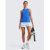 imageCRZ YOGA Womens Pima Cotton High Neck Workout Tank Racerback Athletic Sleeveless Tops Basic Casual Yoga ShirtsStrong Blue
