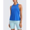 imageCRZ YOGA Womens Pima Cotton High Neck Workout Tank Racerback Athletic Sleeveless Tops Basic Casual Yoga ShirtsStrong Blue