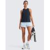 imageCRZ YOGA Womens Pima Cotton High Neck Workout Tank Racerback Athletic Sleeveless Tops Basic Casual Yoga ShirtsTrue Navy