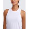 imageCRZ YOGA Womens Pima Cotton High Neck Workout Tank Racerback Athletic Sleeveless Tops Basic Casual Yoga ShirtsWhite