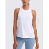 imageCRZ YOGA Womens Pima Cotton High Neck Workout Tank Racerback Athletic Sleeveless Tops Basic Casual Yoga ShirtsWhite