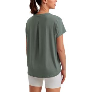 imageCRZ YOGA Short Sleeve Yoga Tops for Women Soft Loose Casual Flowy Shirts Crew Neck Workout Basic TShirtGrey Sage