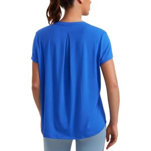 imageCRZ YOGA Short Sleeve Yoga Tops for Women Soft Loose Casual Flowy Shirts Crew Neck Workout Basic TShirtSparkle Blue