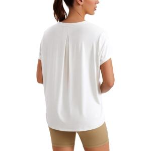 imageCRZ YOGA Short Sleeve Yoga Tops for Women Soft Loose Casual Flowy Shirts Crew Neck Workout Basic TShirtWhite